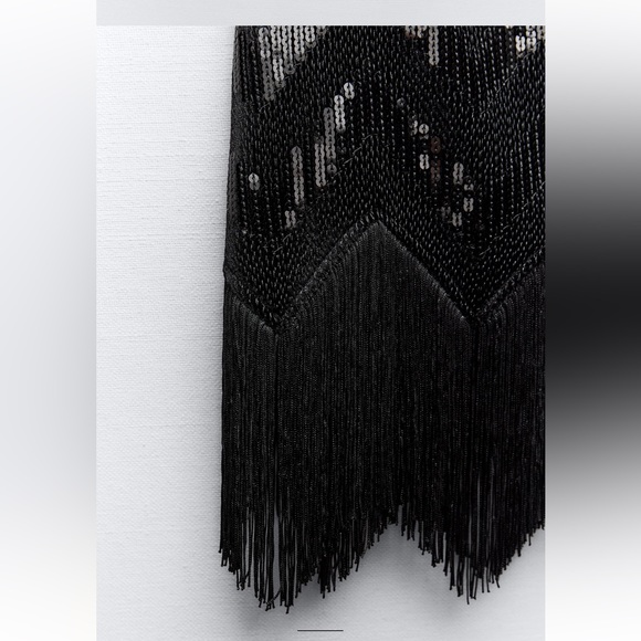 Zara SEQUIN FRINGED MINI SKIRT - Picture 2 of 5